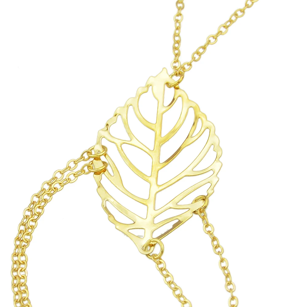 Joywish минималистский золото-Цвет цепи раба Браслеты с листа Форма Bijoux Pulseira feminina