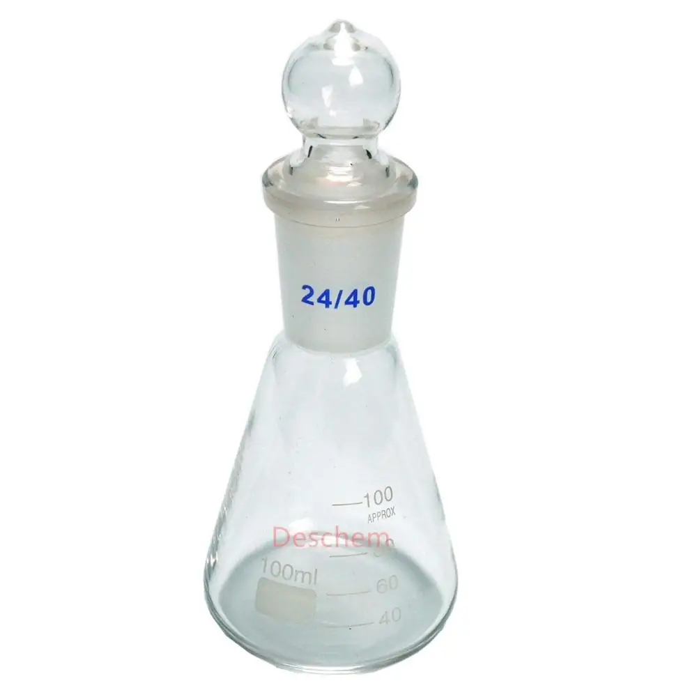 Стеклянная колба Erlenmeyer Deschem лабораторная коническая бутылка с пробкой 24/40|Фляжка|
