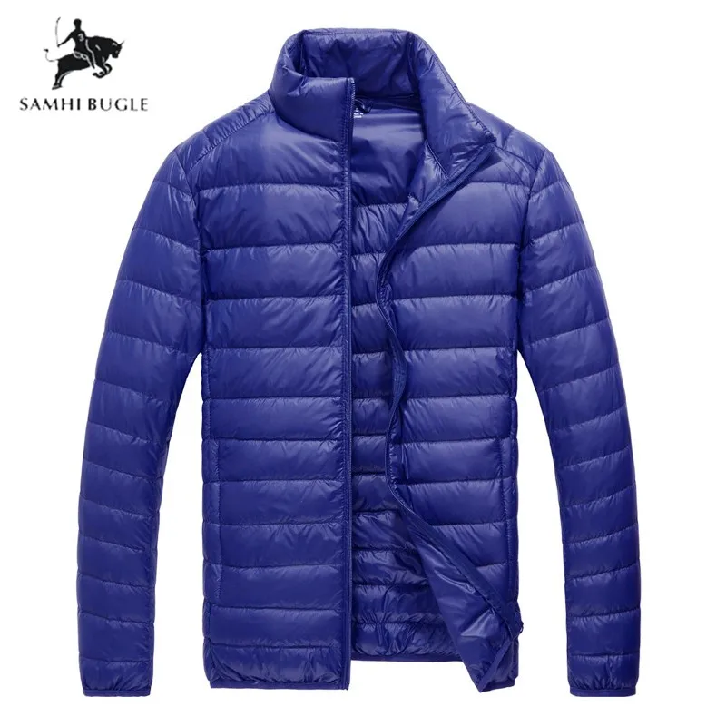 Royal blue Зимняя мужская Сверхлегкая куртка белая пуховая куртка мужская пуховая куртка уличная зимняя мужская повседневная пуховая куртка пальто - Цвет: Royal blue