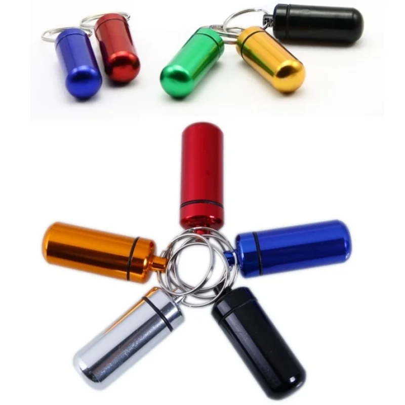 1Pc Waterproof Aluminum Pill Box Medicine Case containerBottle Holder Keychain Carabiner Outdoor pill case pillbox Portable Z35 | Красота и