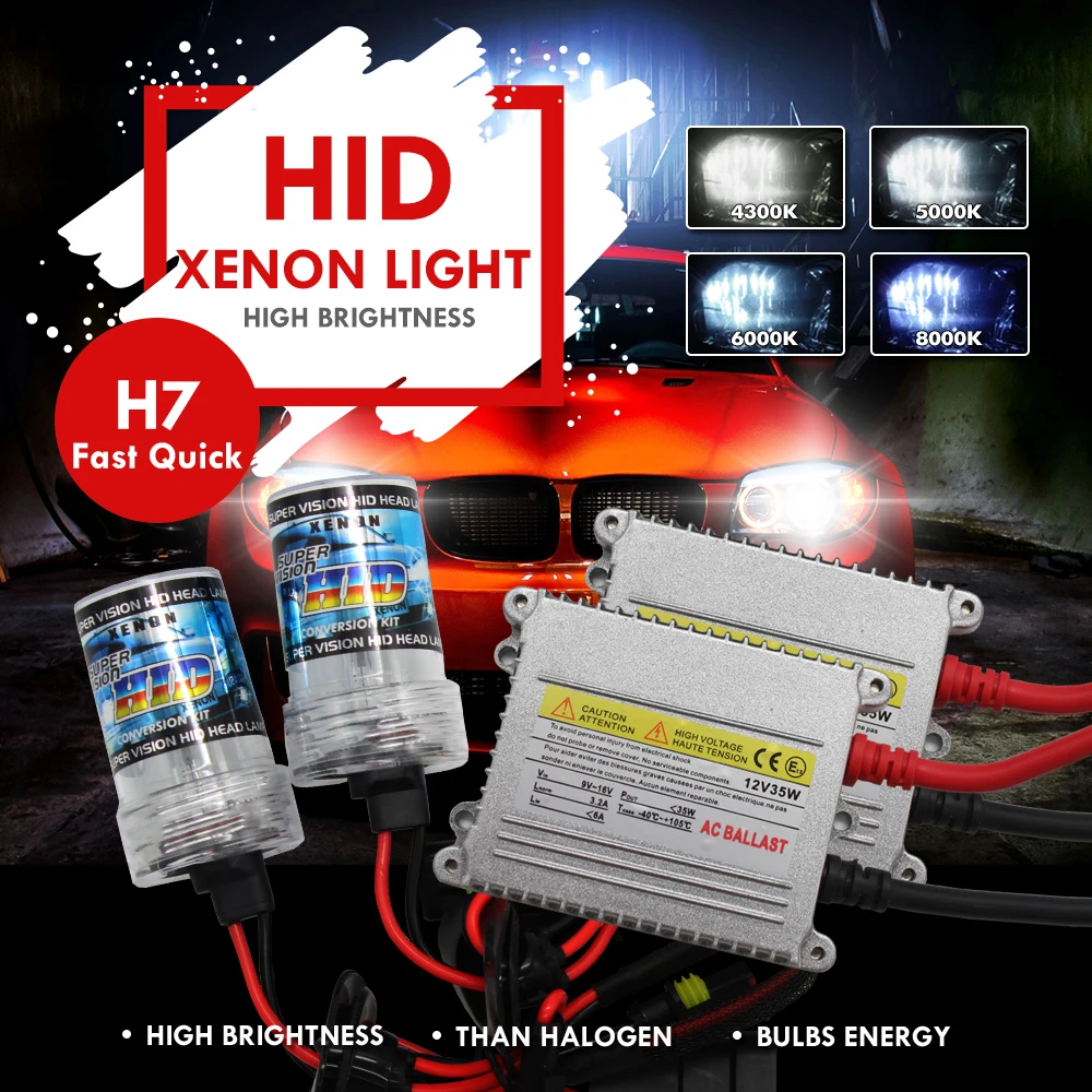 Modifygt Xenon HID комплект фар 12 в 35 Вт H4 H7 H8/H9/H11 9005 HB3 9006 HB4 4300K 6000K 8000K AC балласт лампы