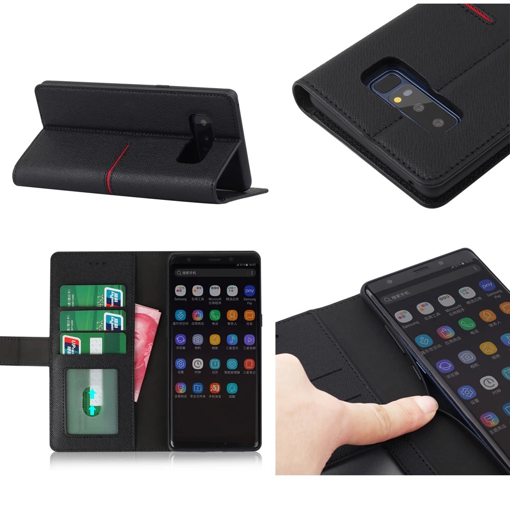 GEBEI Case Cover for Galaxy Note 8 Genuine Leather Magnet Flip Samsung Note8 Wallet Folio Slim Stand Card Slots | Мобильные телефоны