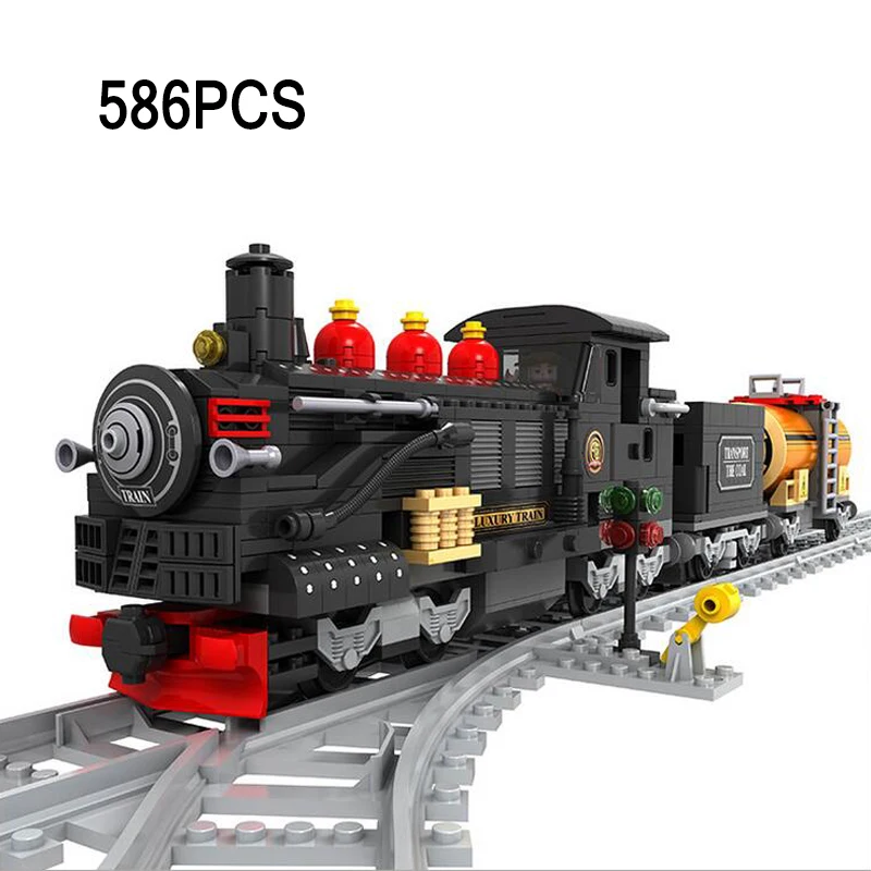 Совместимый Legoed городской поезд трек вагон грузовой железной дороги паровой