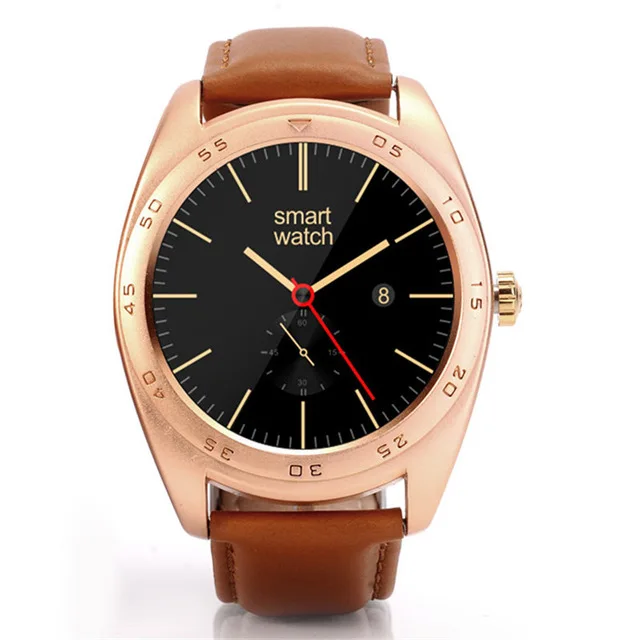 gold leather K89 Смарт-часы 1,22 дюймов умные часы ips круглый экран монитор сердечного ритма Bluetooth часы для iphone IOS Android iphone - Цвет: gold leather