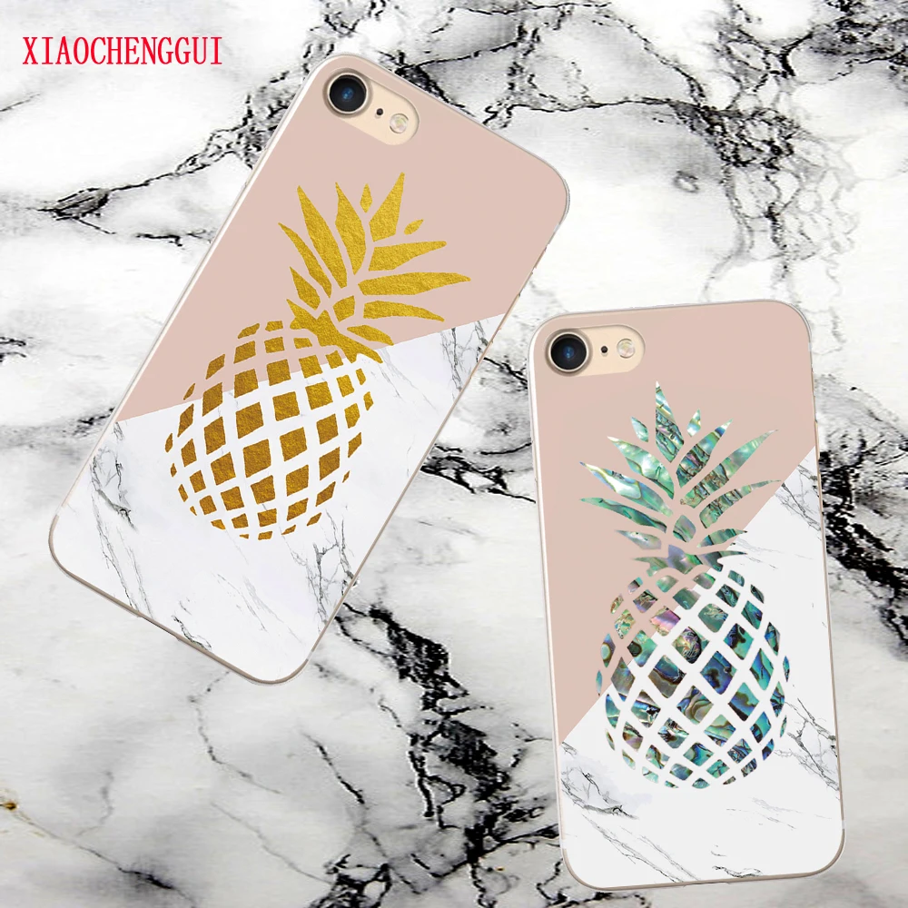 Marmer Telefoon Gevallen for iphone 6 Case Stone Patroon Ananas Siliconen Beschermhoes 7 8 Plus S X Coque |