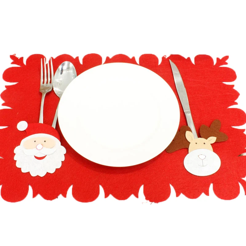 Urijk Christmas 2018 Red Santa Kitchen Table Mats Napkin New Year Decorative Coffee Placemat Pad Knife Fork Mat | Дом и сад