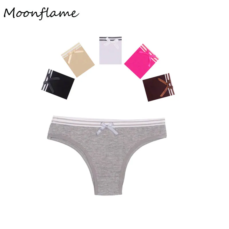 Многоцветный Moonflme, 5 шт./лот, одноцветные, женские, хлопковые, бикини, трусики M L XL 89156 - Цвет: Многоцветный
