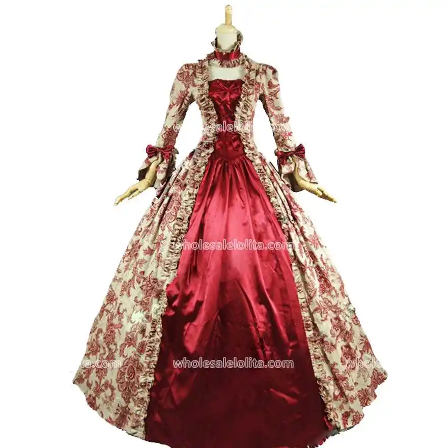 Лидер продаж платье с винтажным принтом 18 го века свадебное Мари костюм для