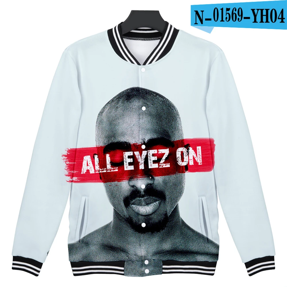 picture color 3d бейсбольная куртка модная хип хоп 2pac принт мужские и женские повседневные толстовки с длинным рукавом 3D толстовки куртки пальто Топы - Цвет: picture color