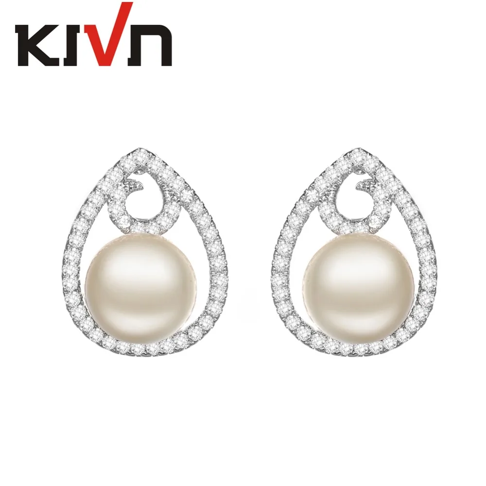 Модные ювелирные изделия KIVN с фианитами свадебные серьги-гвоздики искусственным