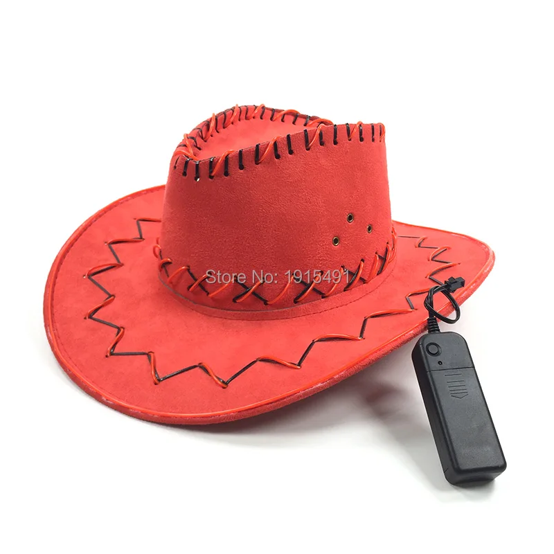 Модная Ковбойская шапка со светодиодной лентой в западном стиле неоновая с