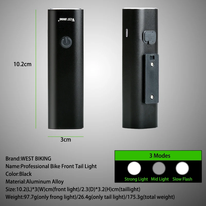 Фонарь для велосипеда светодиодный водонепроницаемый с USB разъемом креплением