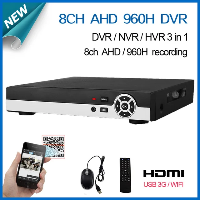8 канальный 960 H запись HDMI 1080 P Hybrid dvr NVR для аналогового ip камеры видеонаблюдения AHD L