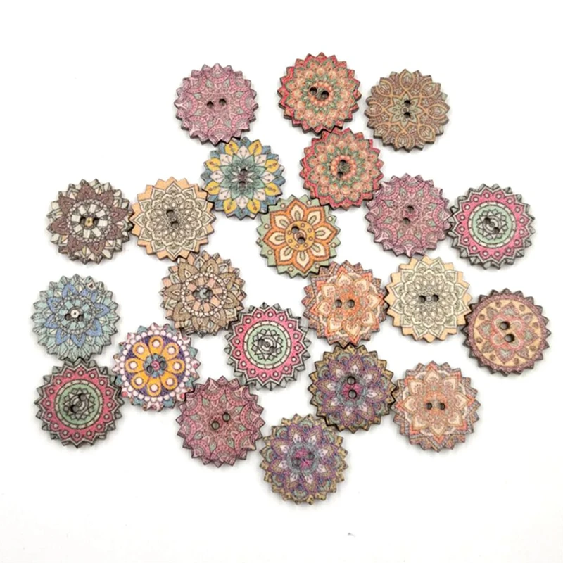 50 шт. роспись Шестерни деревянные пуговицы для ручная швейная Скрапбукинг ручной