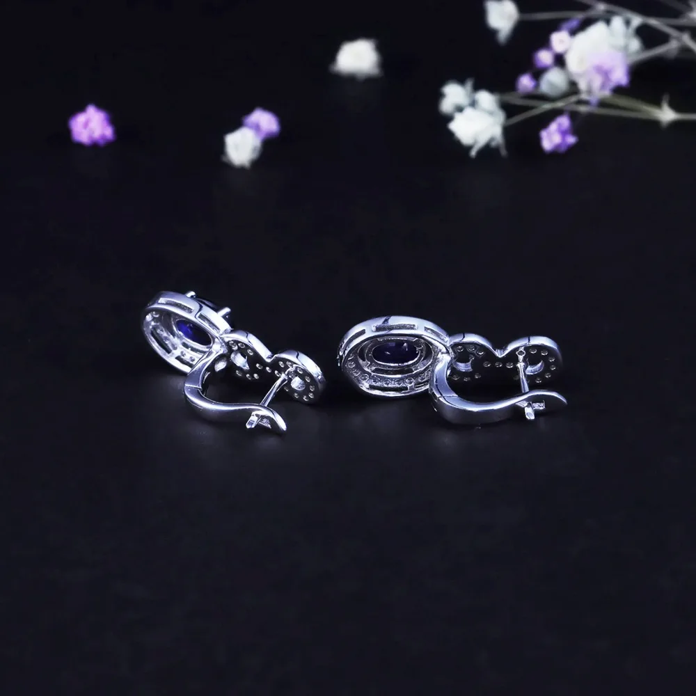 GEM'S балетные овальные 1.89Ct натуральные серьги с голубым сапфиром 925 пробы серебряные Винтажные серьги-гвоздики для женщин Свадебные ювелирные изделия