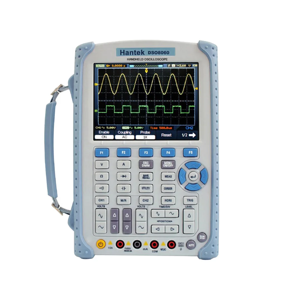 Hantek DSO8060 5-в-1 Портативный осциллограф 60 МГц DMM анализатор спектра счетчик частоты arbtrary генератор сигналов