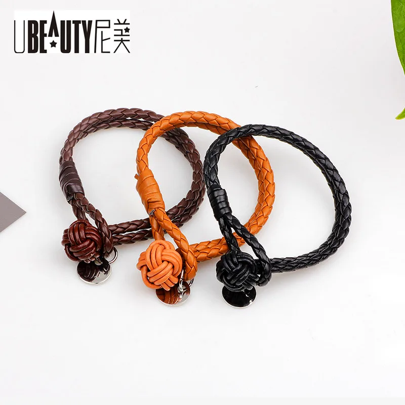 2017 New Fashion Jewelry DIY Lovers Bracelet Pulseras Women Men Black Genuine Leather Bracelets &amp Bangles Woven leather jewelry |