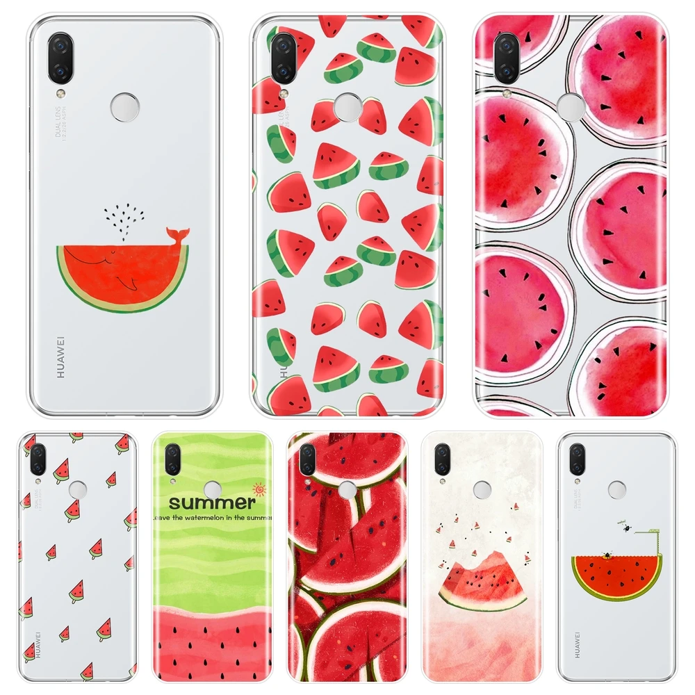 Задняя крышка для Huawei Nova 2i 3 3I 3E 2 Lite Plus арбуз фрукты Красный Мягкий силиконовый