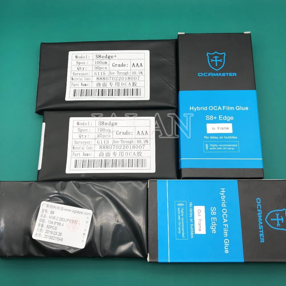 AAA 100um клеевой полоской OCA для samsung s7 edge s8 s9 plus/note 8 note 9 G935 G955 OCA пленка adensive ЖК-дисплей из тисненой жести debubble