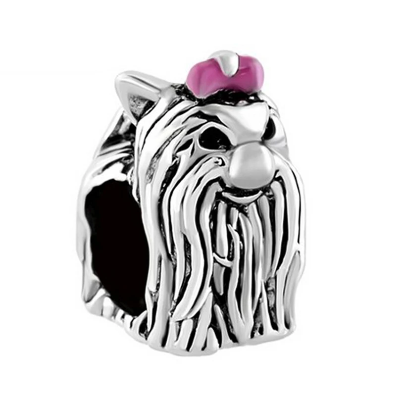 Новый продукт розовый бант йоркширский терьер собака животное бусины подходят