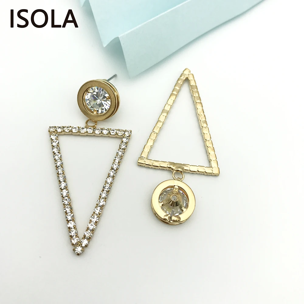 ISOLA модные фантастические треугольные большие серьги капли со стразами Изящные