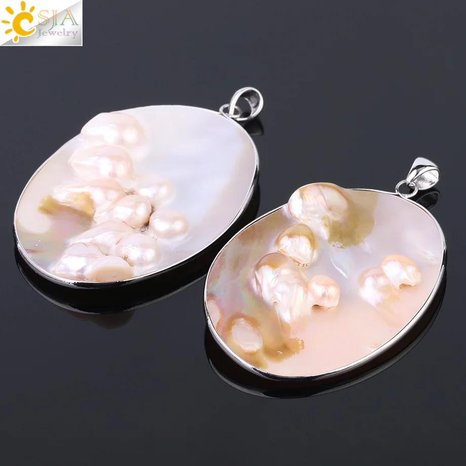 CSJA большой размер белая Подвеска Ожерелье для женщин натуральные Перламутровые