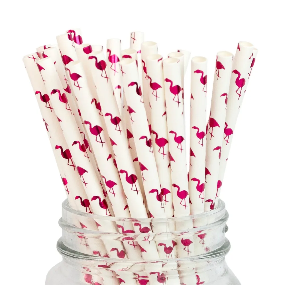 250 шт. бумага с Фламинго питьевые соломинки принадлежности для