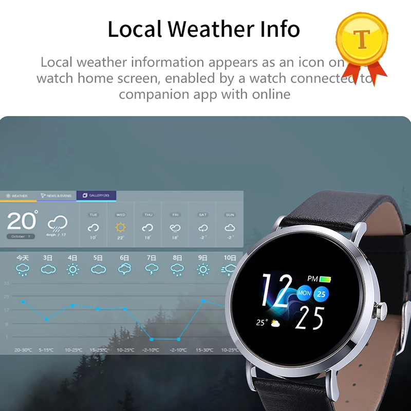 Лидер продаж 2019 смарт браслет с напоминанием о погоде водонепроницаемые часы OLED