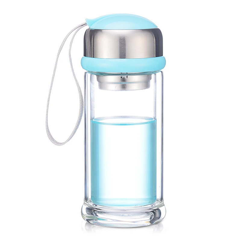 Стеклянная бутылка для воды My Water Bottle ситечко заваривания чая с двойными стенками