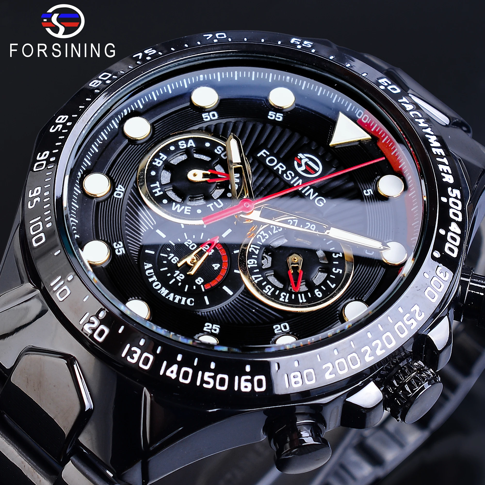 

Forsining 2019 Creative Men Automatic Watch Fashion Speed Racing Car Date Mechanical Sport Steel Strap Wristwatch Relojes Hombre