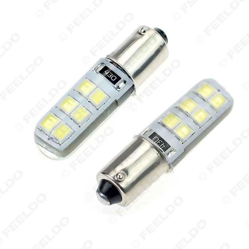 FEELDO 100 шт. белый 12 В постоянного тока автомобиль T4W BA9S 12SMD 2835 Чип силиконовый чехол