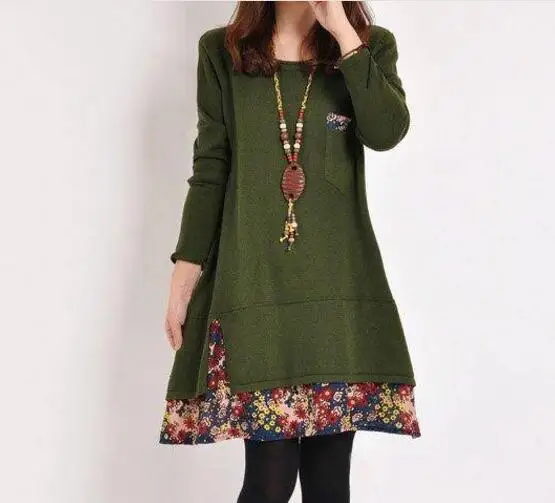 Хлопковые льняные платья для беременных Осенняя и весенняя одежда Повседневное