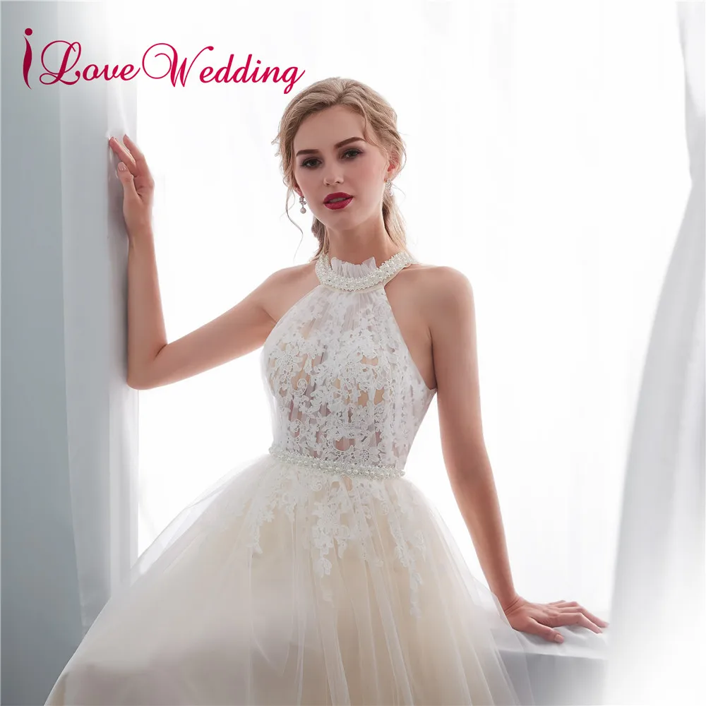 Vestido De Novia 2020 трапециевидной формы с лямкой на шее приглашения свадьбу фатиновой