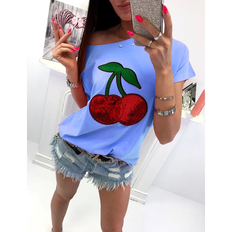 Повседневные женские футболки сексуальные с коротким рукавом блестящая