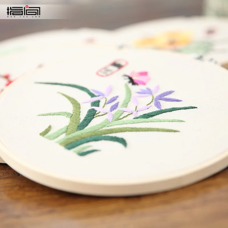 orchid DIY наборы для вышивки для начинающих рукоделия практическая хлопковая нить живопись новогодний домашний декор вышивка крестиком Слива бамбук - Цвет: orchid