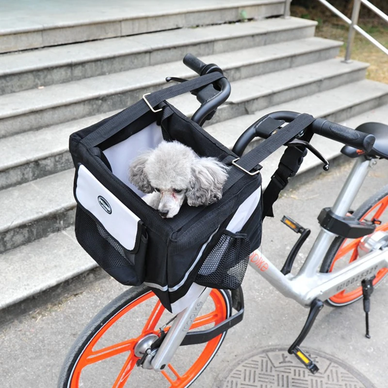 Luxury Durable Pet Bicycle Basket Carrier Bicycle Dog Leash Car Foldable Transport Bag Carrying Travel Seat For Puppy Cat Animal