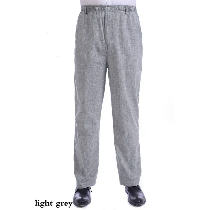 

Men Casual Loose Linen Pants High Waist Long Pants Elastic Waist Straight Trousers Plus Size S-5XL Lightweight Fashion 906-A327