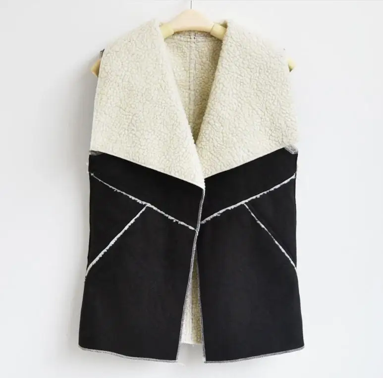 Европейский и американский многоцветный меховой жилет с одним отворотом Модный