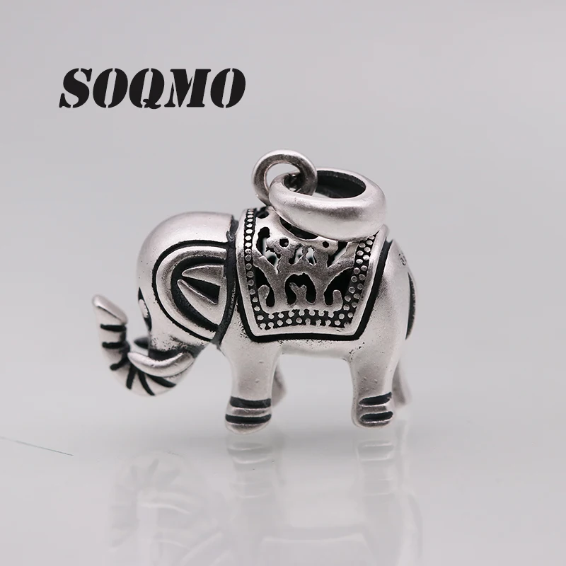 Ожерелья и подвески SOQMO Благоприятный Слон реальное искусственное серебро ретро