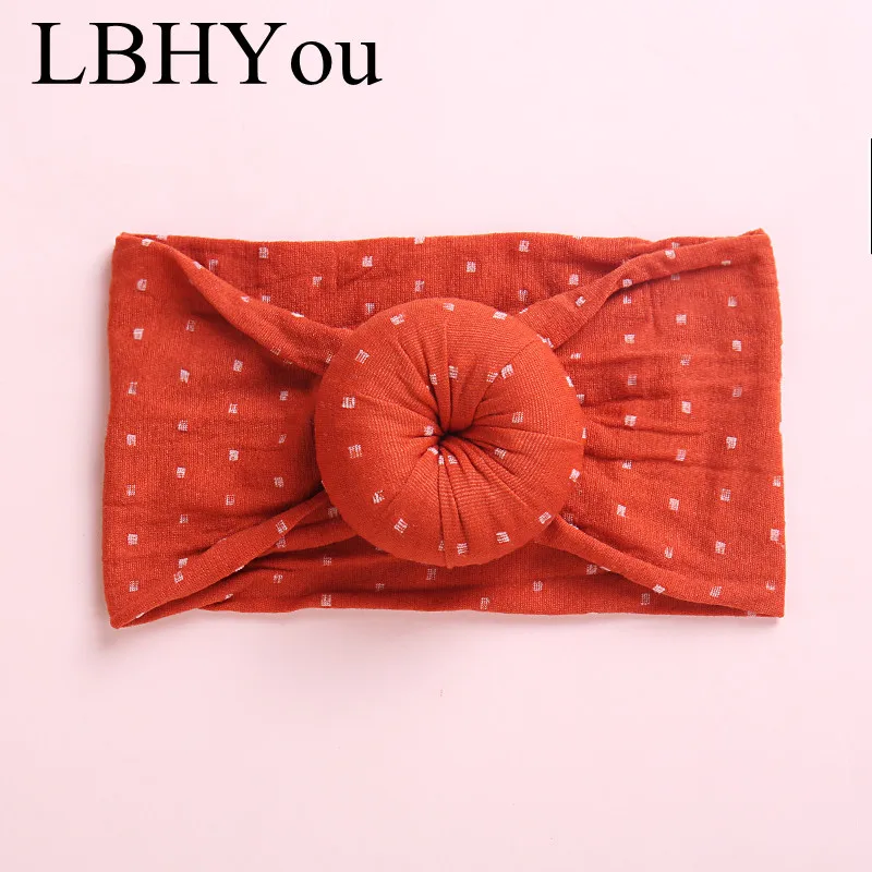 oranged 1pcs Newborn Baby Girls Dount Wide Nylon Headbands,Super Soft Dot Prints Nylon Turban Headwraps,Princess Girls Hair Accessories - Цвет: oranged