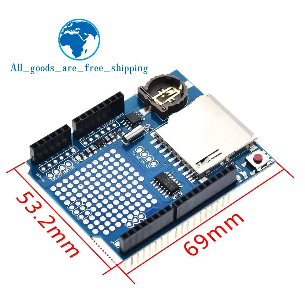 Модуль регистрации данных TZT V1.0 для SD карты Arduino UNO|shield for arduino|shield arduino unoshield uno |