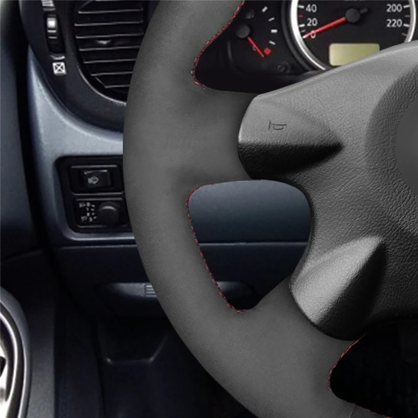 Черный замшевый чехол рулевого колеса автомобиля для Nissan Almera (N16) Terrano 2 Serena Bluebird