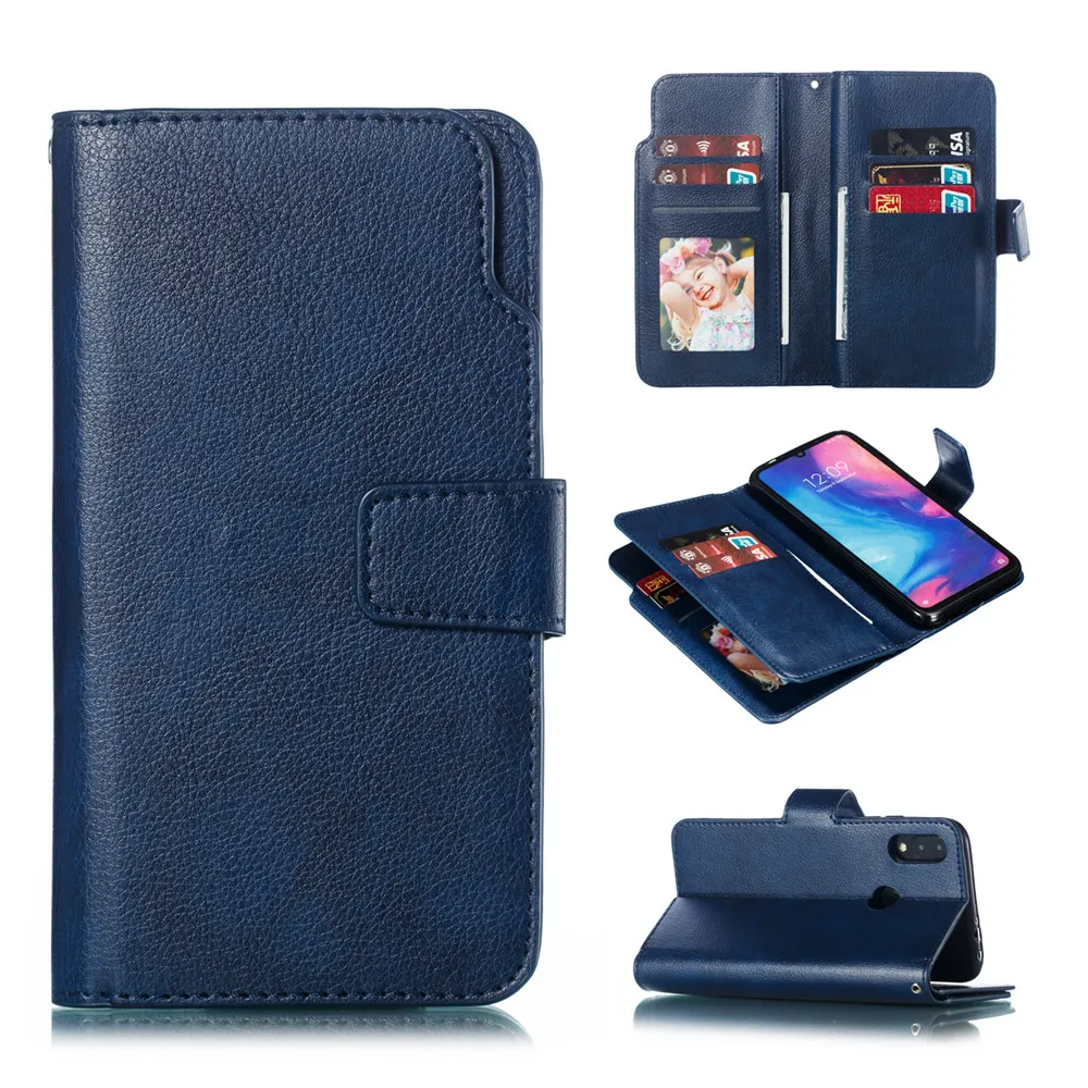 Чехол-книжка с 9 отделениями для карт для Xiaomi mi 8 Lite 9 Red mi Note 7, роскошная откидная Обложка для бумажника, Кожаная Обложка для Red mi 6 Note 5 6 Pro 4 4X