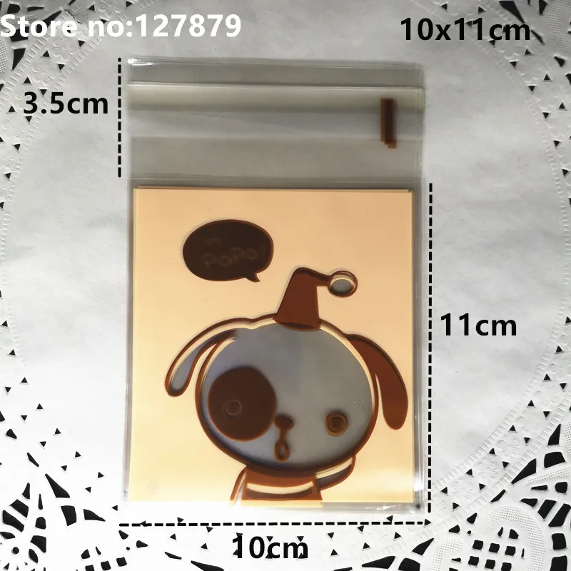 Dog 10x11cm 50 шт 10X10 см милый мультфильм Животные Пластик сумка Свадебные Cookie подарочная упаковка для конфет сумки DIY Self клейкий мешочек вечерние сувениры - Цвет: Dog 10x11cm