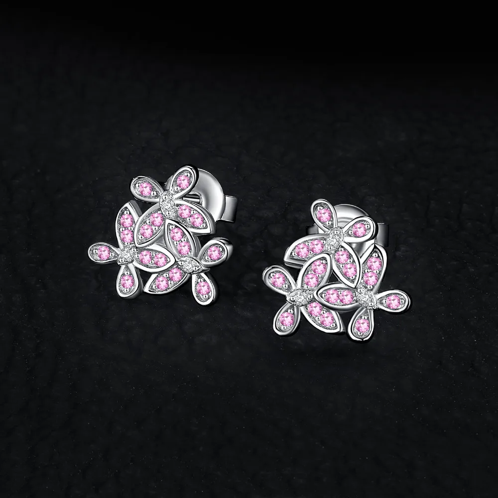 JewelryPalace Новый Искусственный розовый сапфир цветок серьги 925 пробы серебро Gemstone Fine