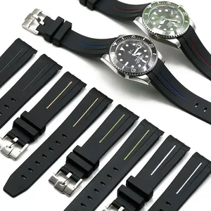 Ремешок силиконовый для мужских часов 20 мм 21 мм, резиновый спортивный водонепроницаемый браслет с пряжкой с язычком для Rolex water ghost GMT