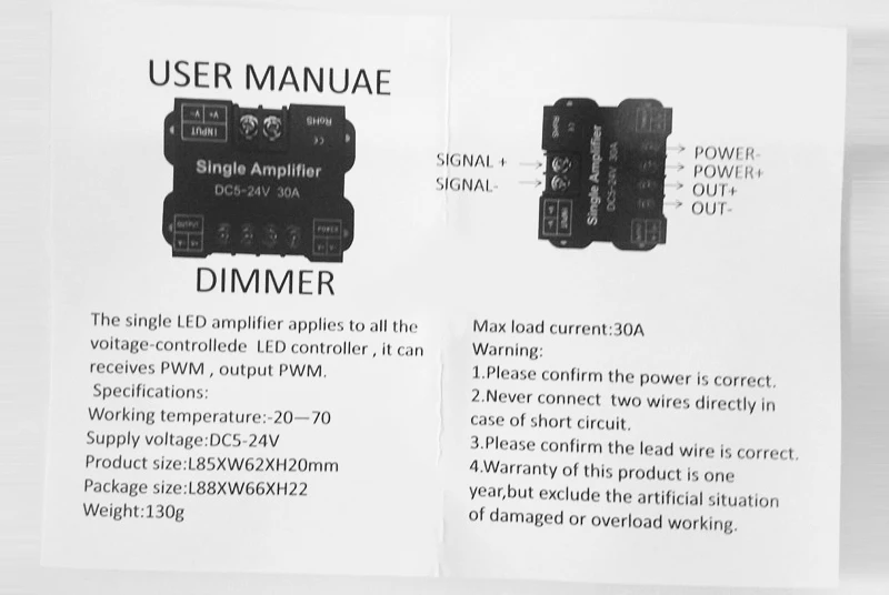 30A DC5V/150 Вт 12 В/360 Вт 24 В/720 Вт одноканальный светодиодный Усилитель мощности повторитель мощности для Светодиодный Одноцветный светильник 5-24 В