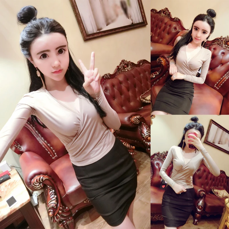 2018 Для женщин новый темперамент Мода v образным вырезом дикие пикантные с