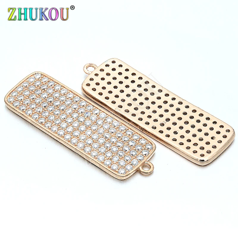 11*35mm Brass Cubic Zirconia Rectangle Charms Pendants DIY Jewelry Findings Accessories Hole: 1.4mm Model: VD112 | Украшения и