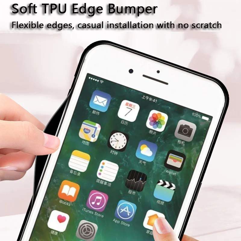 UPaitou Luxury Tempered Glass Case for iPhone 8 7 6 6S Plus TPU Silicone Bumper Shockproof Back Cover |